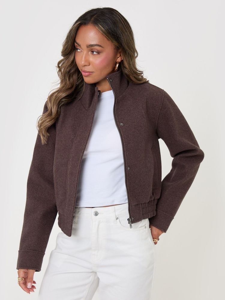 Chaqueta bomber de Cuello alzado de imitación de lana Threadbare - Imagen 2 de 4