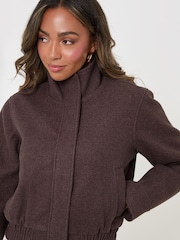 Chaqueta bomber de Cuello alzado de imitación de lana Threadbare - Imagen 4 de 4