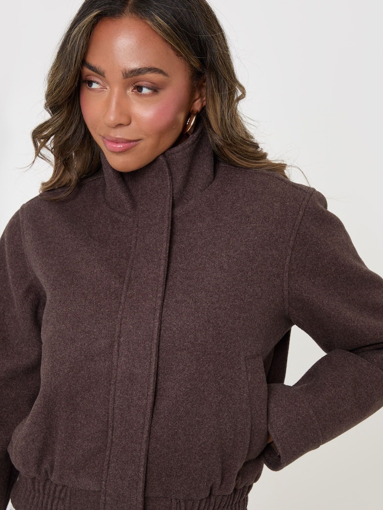 Chaqueta bomber de Cuello alzado de imitación de lana Threadbare - Imagen 4 de 4