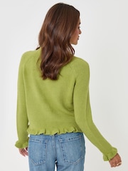 Threadbare Green Crew Neck Ruffle Cardigan - Image 3 of 6