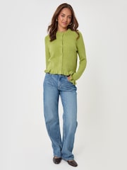 Threadbare Green Crew Neck Ruffle Cardigan - Image 4 of 6