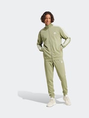 adidas Green Sportswear Basic 3-Stripes French Terry Tracksuit - Image 1 of 8