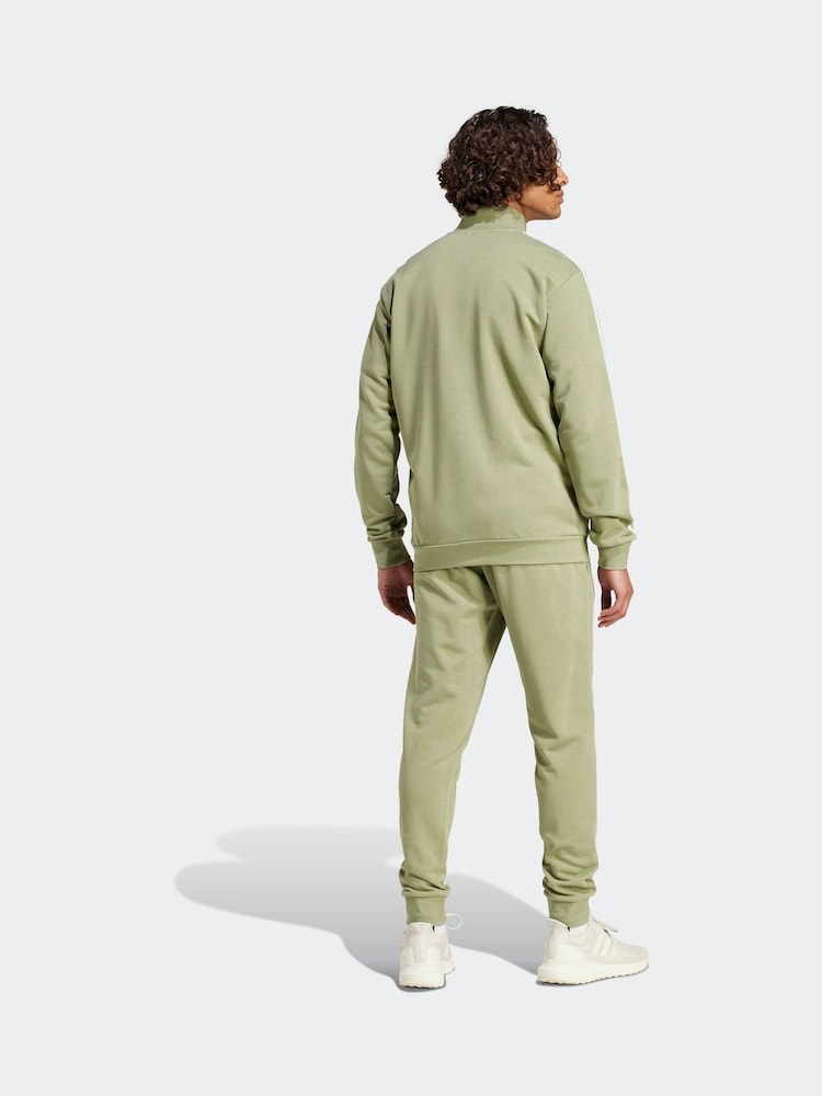 adidas Green Sportswear Basic 3-Stripes French Terry Tracksuit - Image 2 of 8