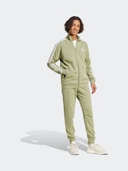 adidas Green Sportswear Basic 3-Stripes French Terry Tracksuit - Image 3 of 8