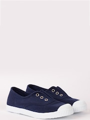 Trotters London Plum Canvas Pumps - Image 3 of 8