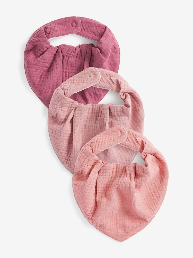 Rosa - Pack de 3 baberos de muselina de algodón 100% para bebé - Imagen 1 de 4 Rosa - Pack de 3 baberos de muselina de algodón 100% para bebé - Imagen 1 de 4