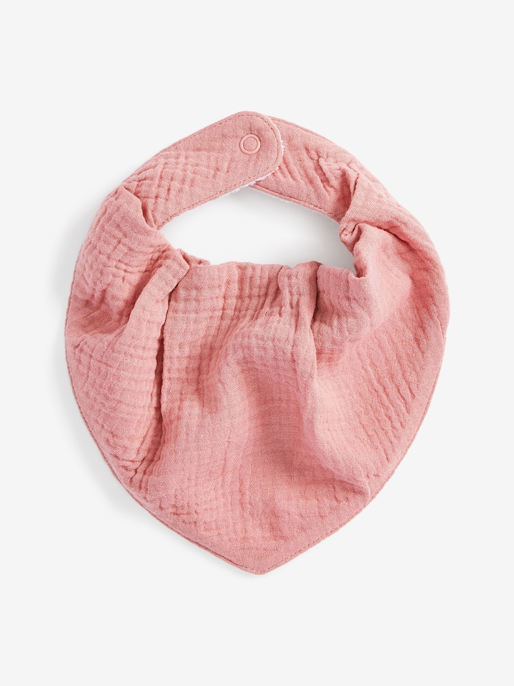 Pink Baby Muslin Dribble 100% Cotton Bibs 3 Pack - Image 2 of 4
