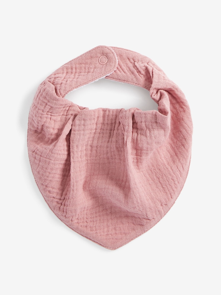 Pink Baby Muslin Dribble 100% Cotton Bibs 3 Pack - Image 4 of 4