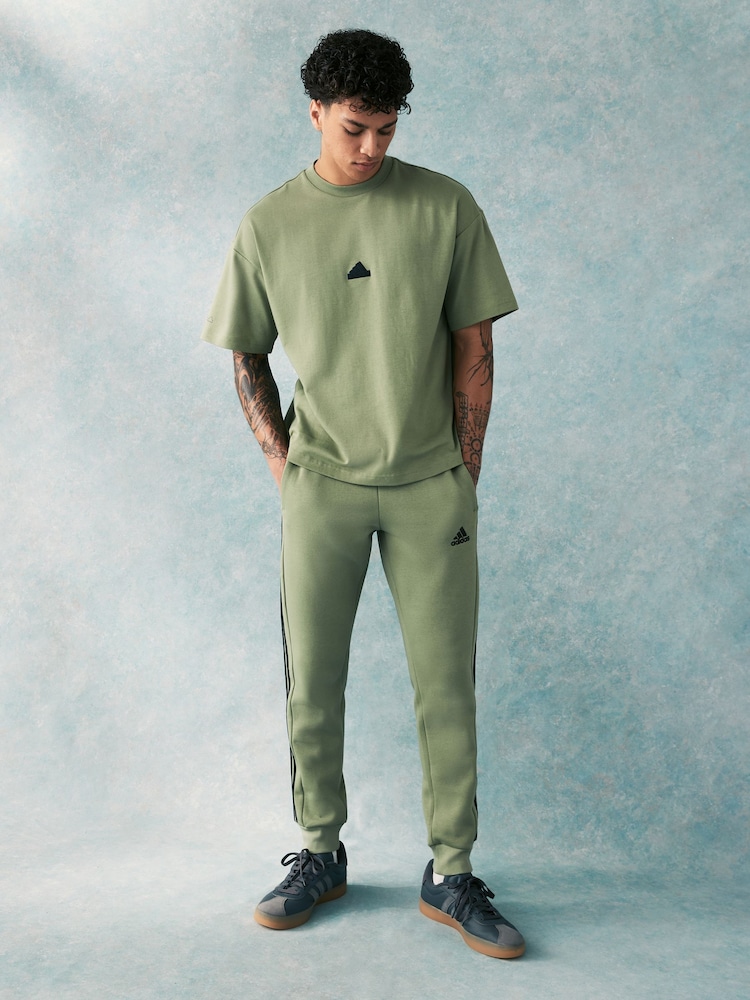 adidas Green Essentials 3 Stripe Joggers - Image 2 of 5