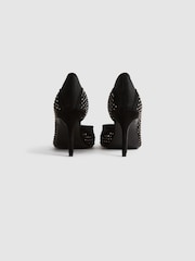 Reiss Black Keri Embellished Mesh Court Shoes - Image 4 of 5