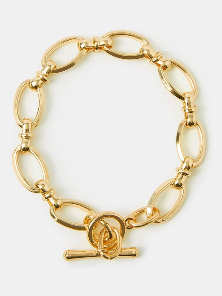 Pulsera de cadena con nudo y cierre en T de 14 quilates de Accessorize - Imagen 1 de 2
