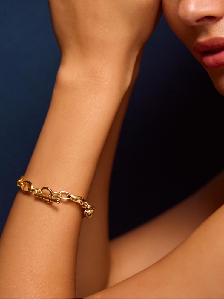 Pulsera de cadena con nudo y cierre en T de 14 quilates de Accessorize - Imagen 2 de 2
