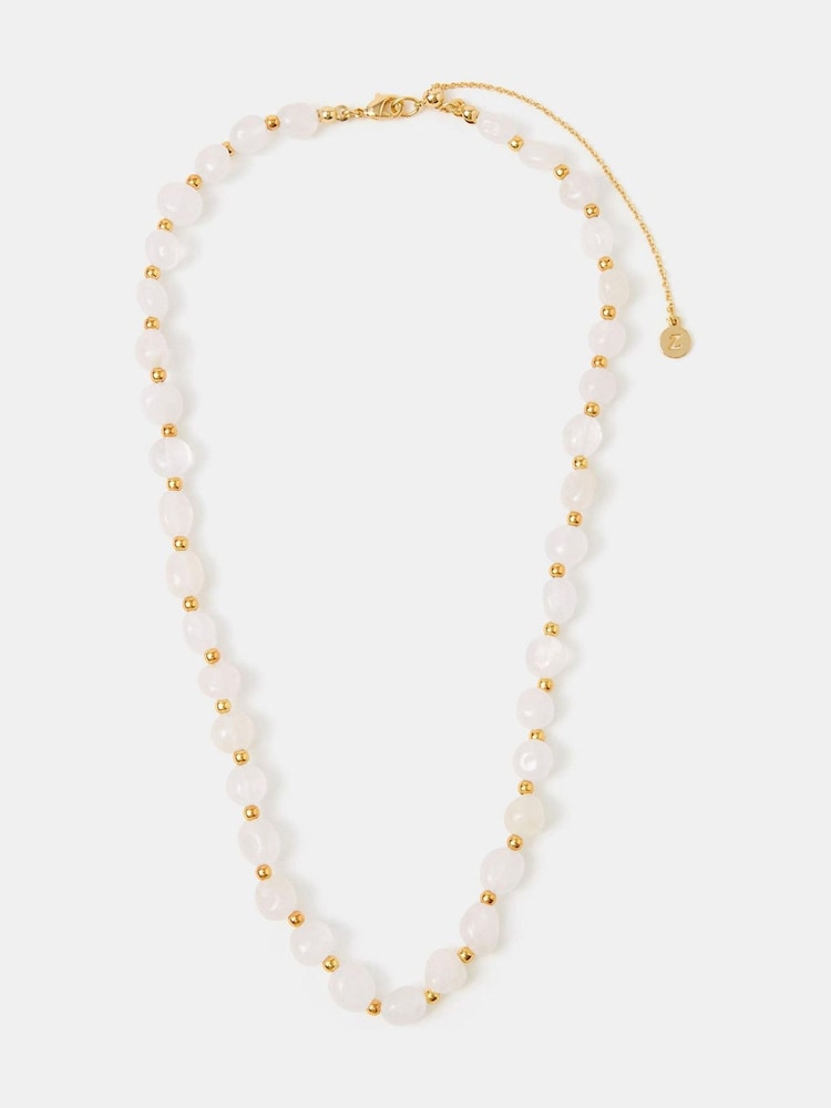 Accessorize White 14ct Gold-Plated Cloudy Quartz Necklace - Image 1 of 2 Accessorize White 14ct Gold-Plated Cloudy Quartz Necklace - Image 1 of 2