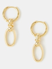 Accessorize Gold Tone 14ct Knot Link Drop Hoop Earrings - Image 1 of 2