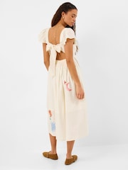 Accessorize Cream Floral Embroidered Midi Dress - Image 2 of 4