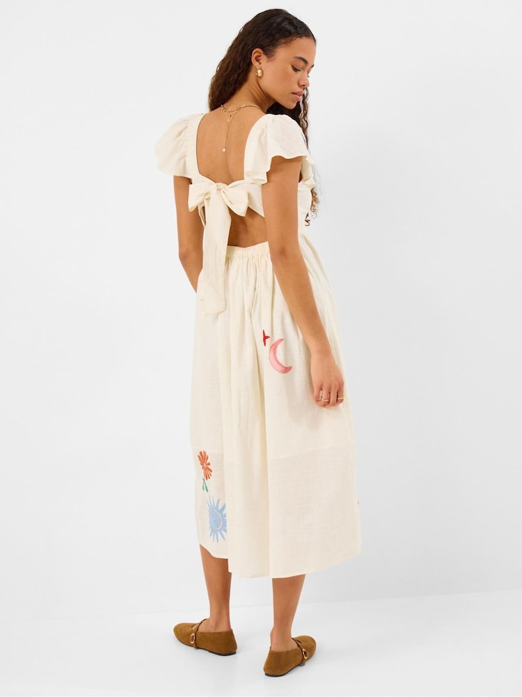 Accessorize Cream Floral Embroidered Midi Dress - Image 2 of 4