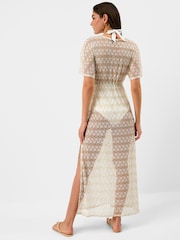 Accessorize White Crochet Maxi Kaftan Dress - Image 2 of 4