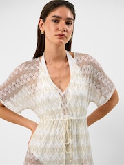 Accessorize White Crochet Maxi Kaftan Dress - Image 3 of 4
