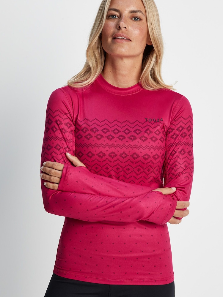 Tog 24 Pink Snowdon Thermal Base Layer Crew Neck Top - Image 2 of 7