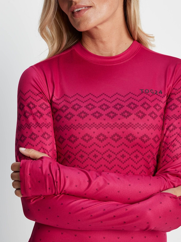 Tog 24 Pink Snowdon Thermal Base Layer Crew Neck Top - Image 3 of 7