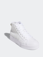 adidas Originals White Nizza Platform Mid Trainers - Image 1 of 11