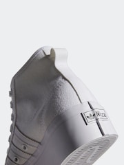 adidas Originals White Nizza Platform Mid Trainers - Image 11 of 11