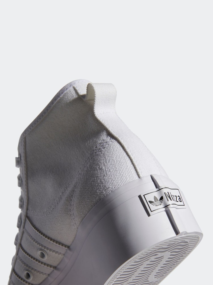 adidas Originals White Nizza Platform Mid Trainers - Image 11 of 11