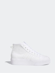 adidas Originals White Nizza Platform Mid Trainers - Image 3 of 11