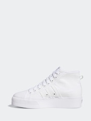 adidas Originals White Nizza Platform Mid Trainers - Image 4 of 11