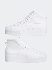 adidas Originals White Nizza Platform Mid Trainers - Image 6 of 11