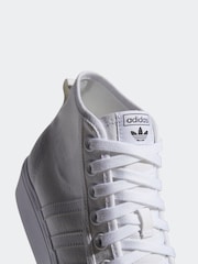 adidas Originals White Nizza Platform Mid Trainers - Image 10 of 11