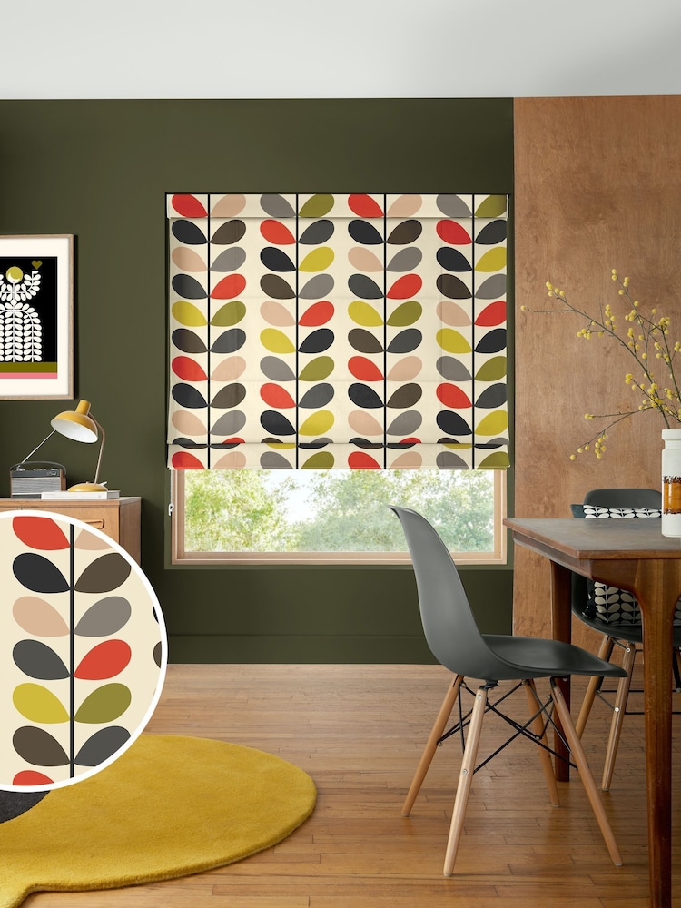 Orla Kiely Red 100% Cotton Stem Made To Measure Roman Blind - Image 1 of 6