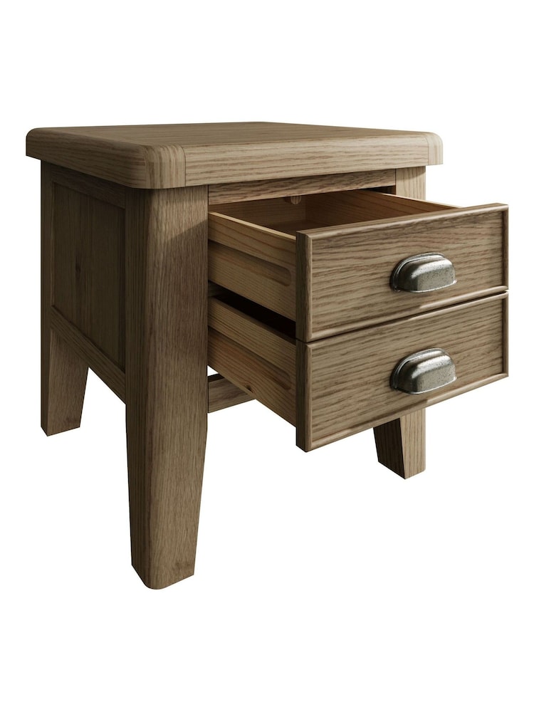 K Interiors Brown Embleton Solid Wood 2 Drawer Lamp Table - Image 2 of 4 K Interiors Brown Embleton Solid Wood 2 Drawer Lamp Table - Image 2 of 4