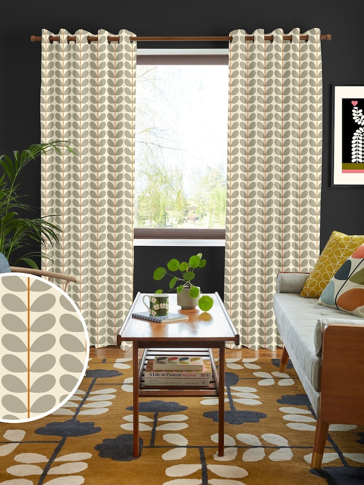 Orla Kiely Grey Two Colour Stem Made To Measure Curtains - Image 1 of 9