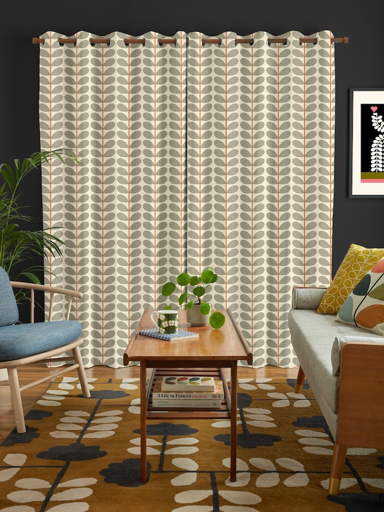 Orla Kiely Grey Two Colour Stem Made To Measure Curtains - Image 2 of 9