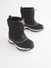 Black/Rose Gold Waterproof Warm Faux Fur Lined Snow Boots - Image 1 of 10