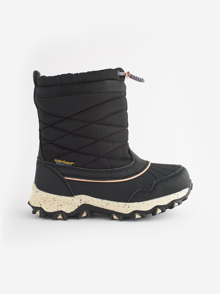 Black/Rose Gold Waterproof Warm Faux Fur Lined Snow Boots - Image 2 of 10