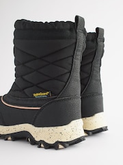 Black/Rose Gold Waterproof Warm Faux Fur Lined Snow Boots - Image 3 of 10