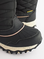 Black/Rose Gold Waterproof Warm Faux Fur Lined Snow Boots - Image 4 of 10