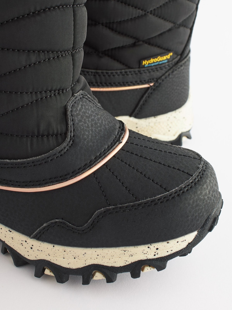 Buy Black/Rose Gold Waterproof Warm Faux Fur Lined Snow Boots from