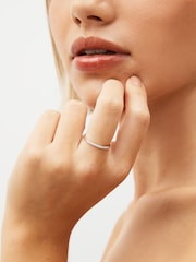 Sterling Silver Slim Sparkle Band Ring - Image 1 of 3