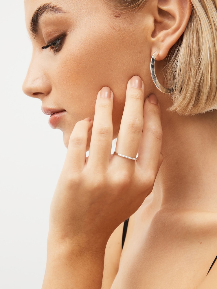Sterling Silver Slim Sparkle Band Ring - Image 2 of 3