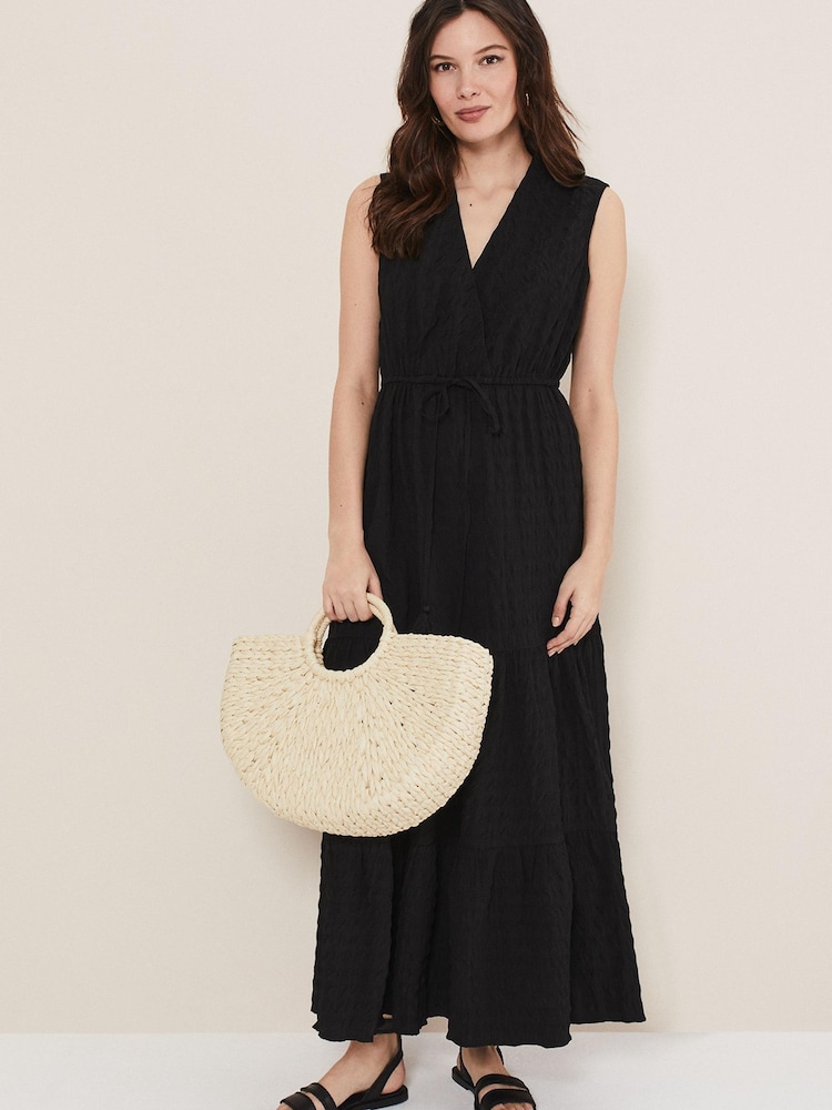 Phase Eight Black Textured Anika Sleeveless Midi Dress - Image 1 of 6