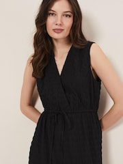 Phase Eight Black Textured Anika Sleeveless Midi Dress - Image 4 of 6
