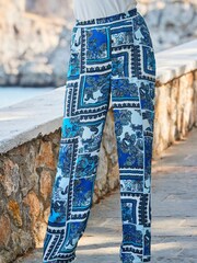 Sosandar Blue Wide Leg Palazzo Trousers - Image 3 of 5