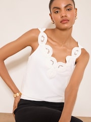 Lipsy White Crochet Trim Detail Vest - Image 1 of 4