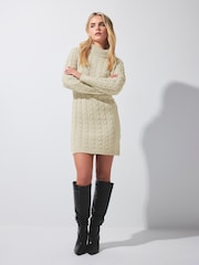 PixieGirl Petite Natural Cable Knitted Jumper Dress - Image 1 of 6