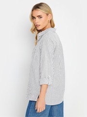 PixieGirl Petite Grey Oversize 100% Cotton Stripe Shirt - Image 2 of 4