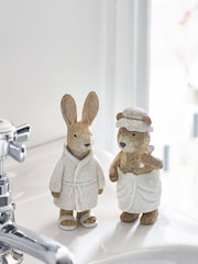 Set of 2 Natural Bertie Bear and Rosie Rabbit Spa Ornaments - Image 1 of 2