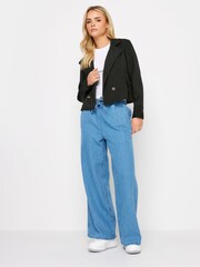 PixieGirl Petite Black High Neck Cropped Trench Coat - Image 3 of 5